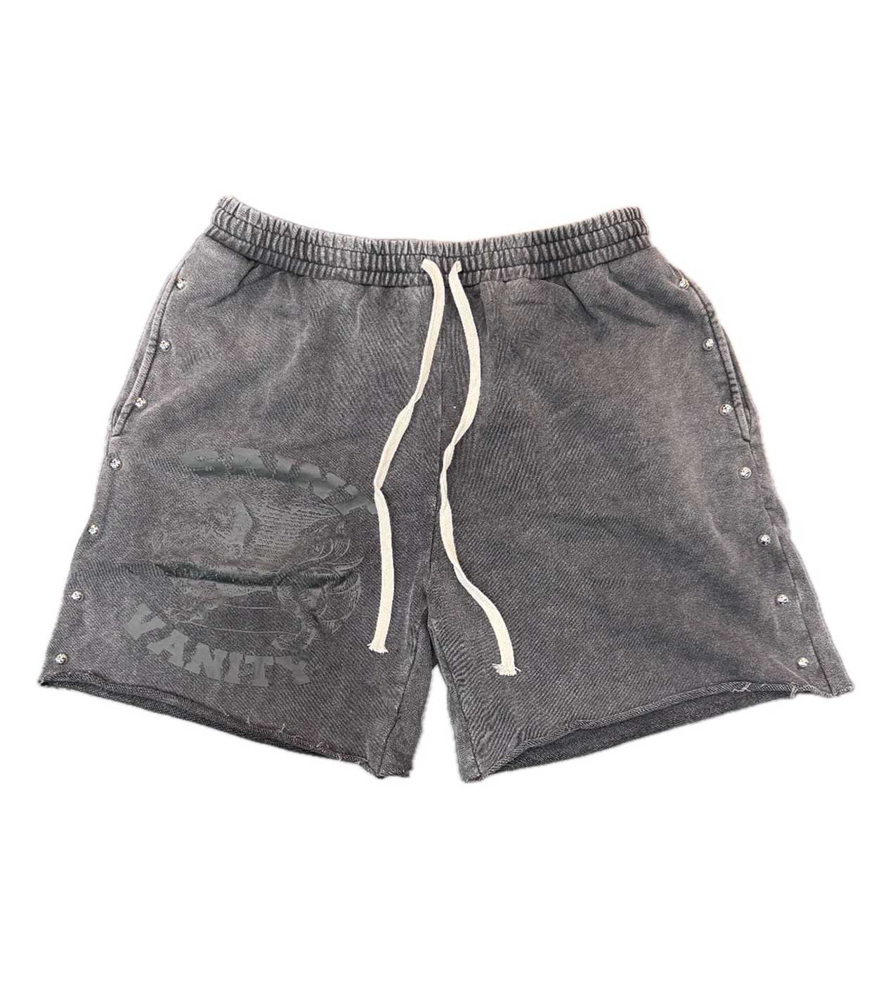 Saint Vanity Black Washed Rivet Drawstring Street Shorts