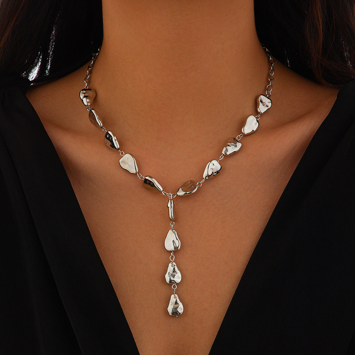 Chunky Gold Drop Statement Necklace