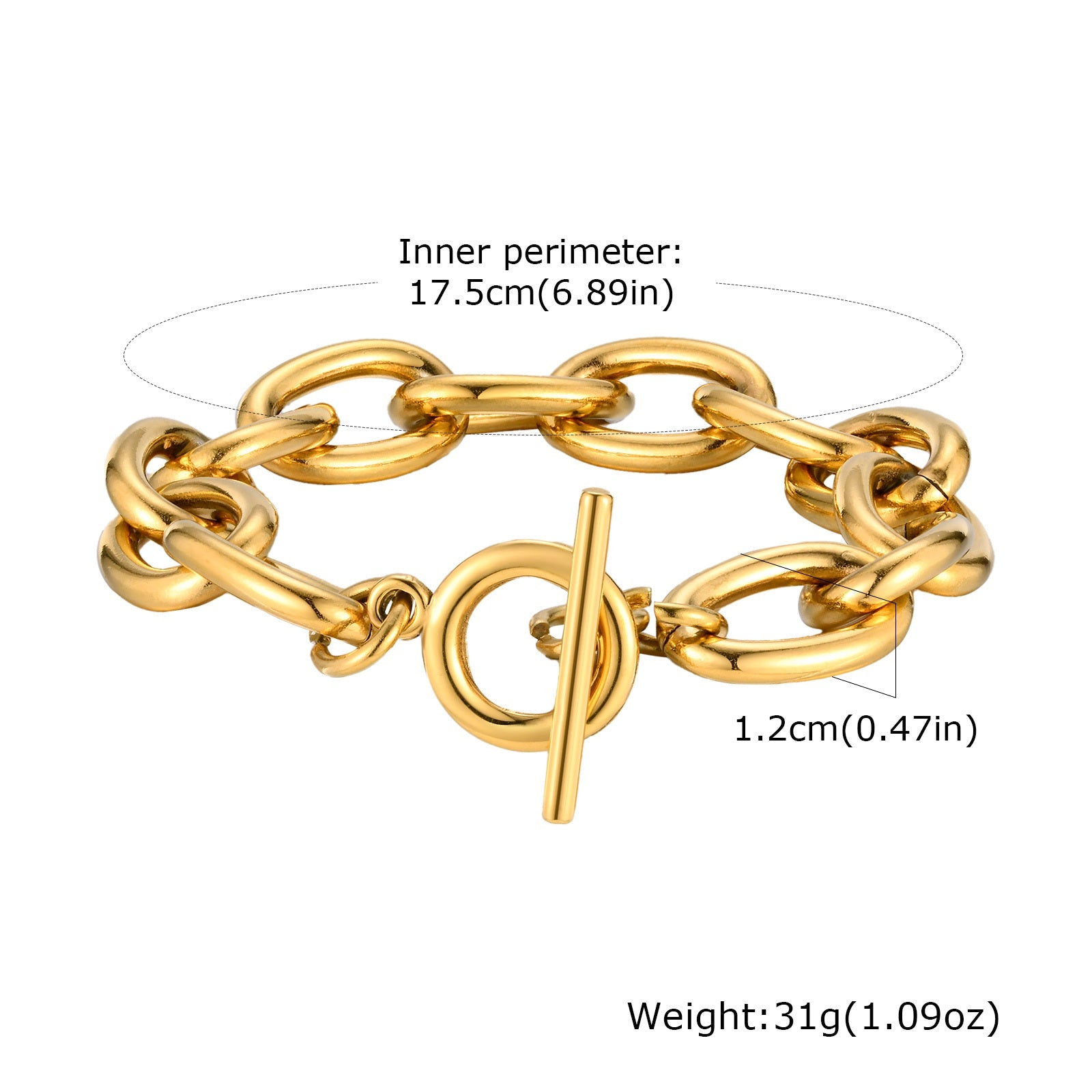 Chunky Gold Toggle Clasp Bracelet