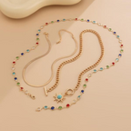 3pc Boho Sunflower Layered Necklaces