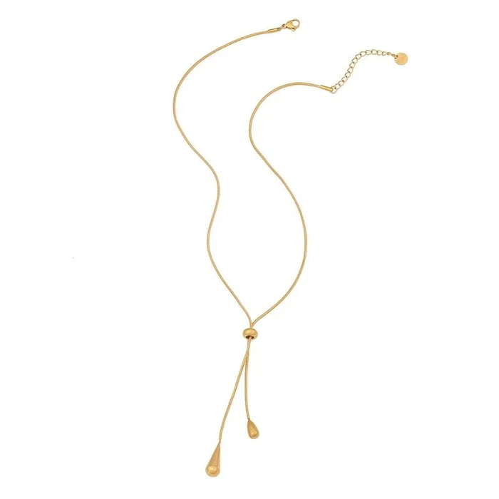 Adjustable Pull Droplet Necklace and Earrings
