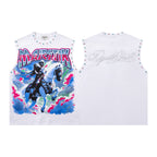 Majestik Warrior Horse Graphic Rivet Sleeveless Tank Top