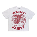 Saint Vanity Retro Griffin Red‑Print White Boxy Short Oversized Tee