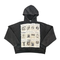 Saint Vanity Vintage‑Collage Washed‑Black Cropped Oversized Hoodie