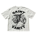 Saint Vanity Retro Griffin Black‑Print White Boxy Short Oversized Tee