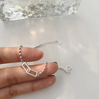 Sterling Silver Geometric Square Beads Bracelet