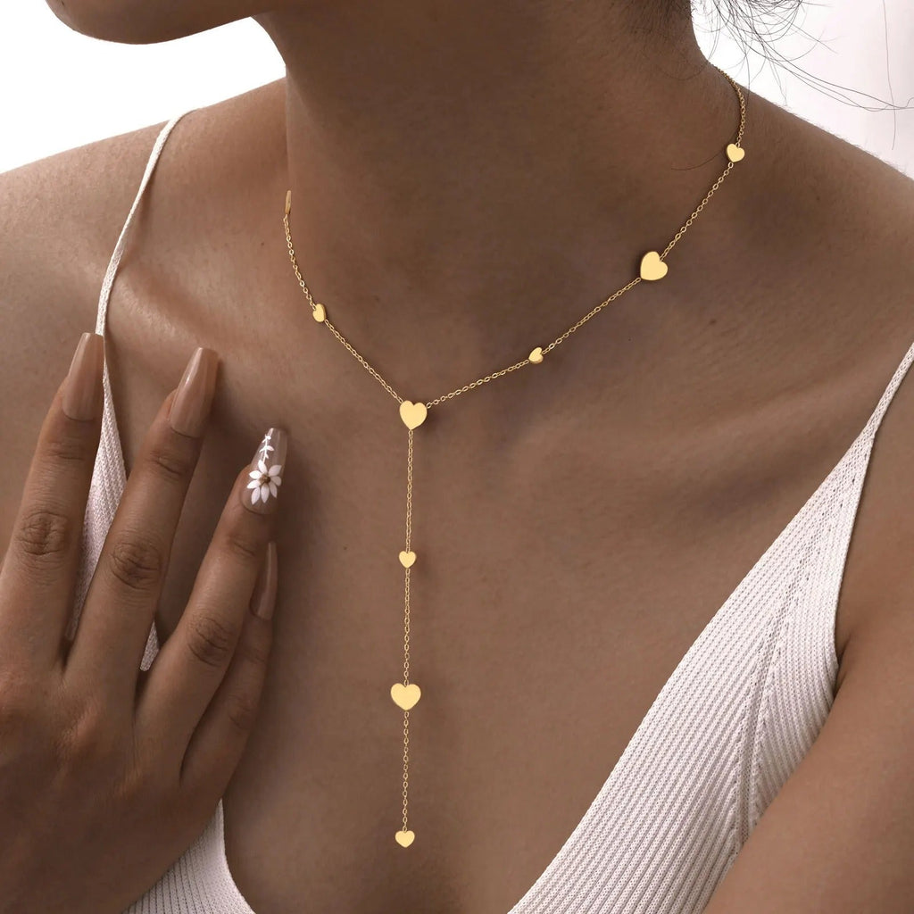 Heart Drop "Y" Lariat Necklace