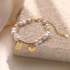 "Good Luck" Tagged Pearl Bracelet