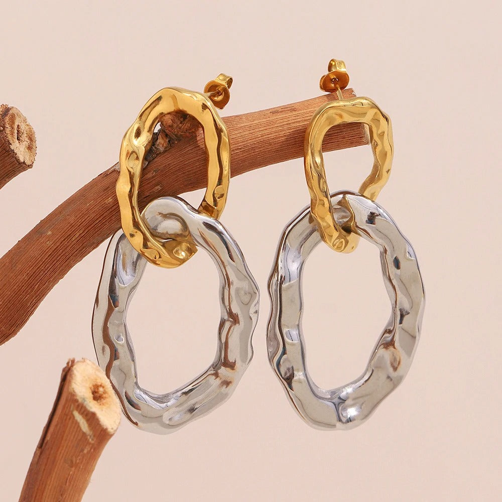 Exaggerated Double Hoops Stud Earrings