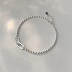 Sterling Silver Geometric Square Beads Bracelet