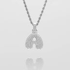 Pave Bubble Letter Initial Necklace