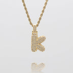 Pave Bubble Letter Initial Necklace