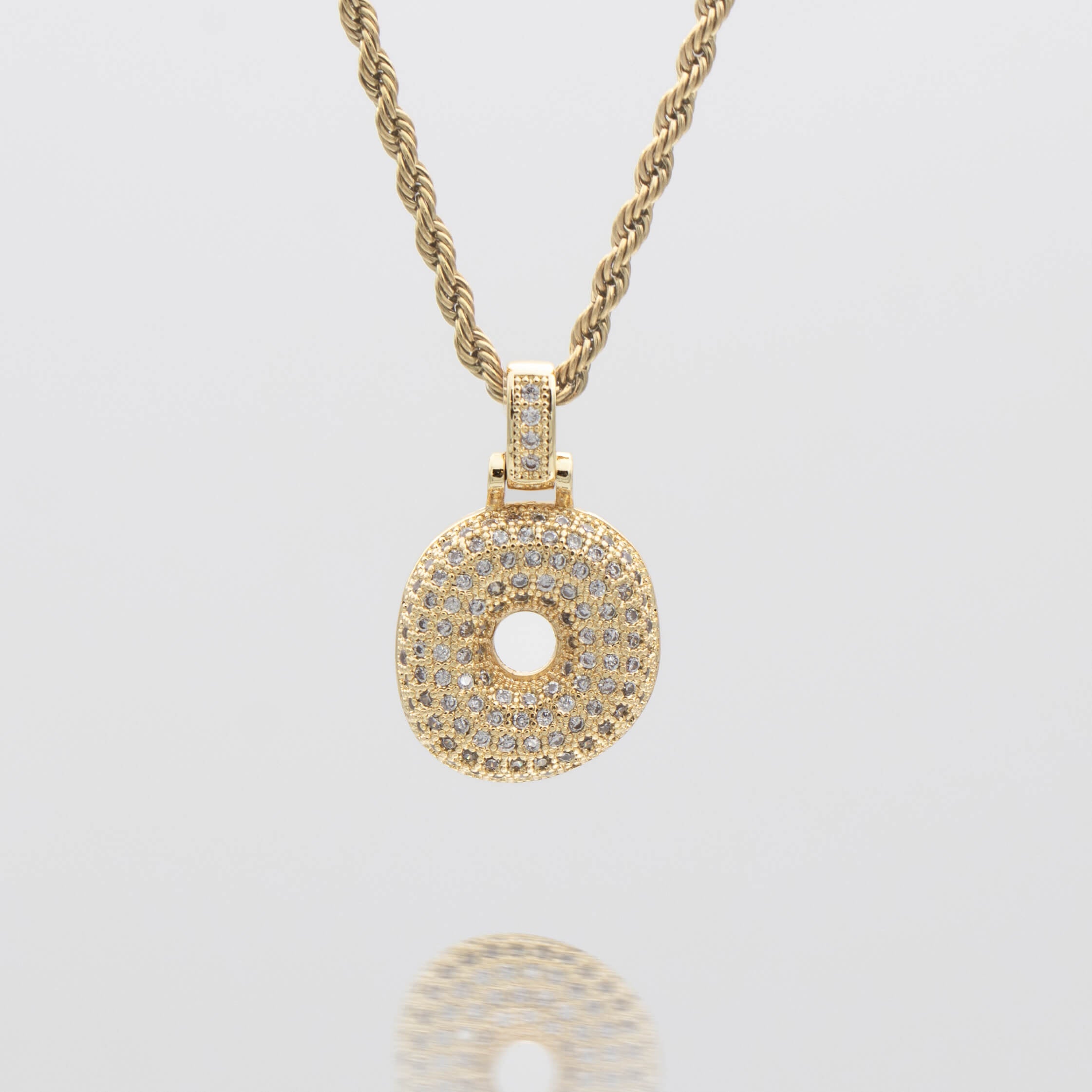 Pave Bubble Letter Initial Necklace