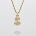 Pave Bubble Letter Initial Necklace