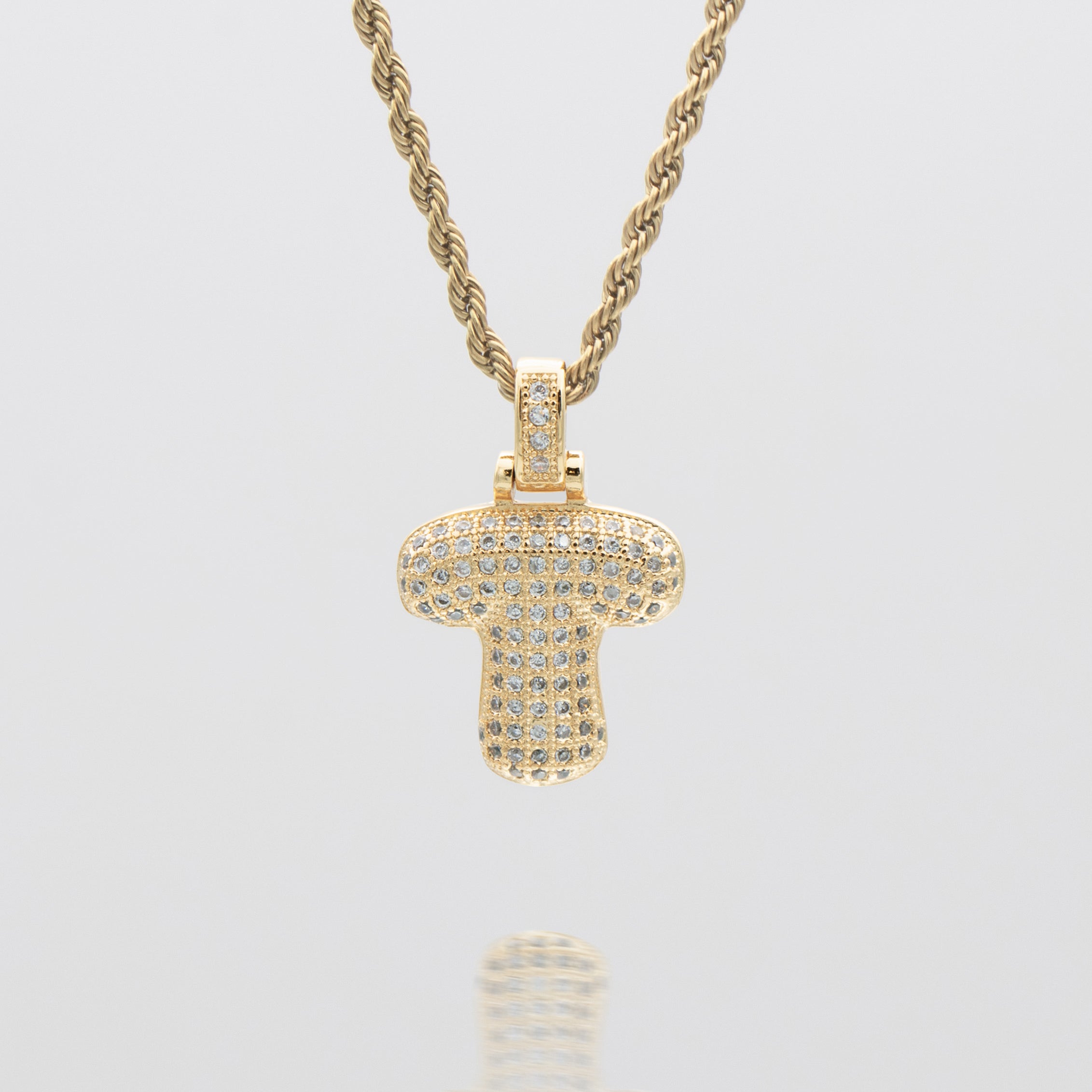 Pave Bubble Letter Initial Necklace