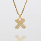 Pave Bubble Letter Initial Necklace