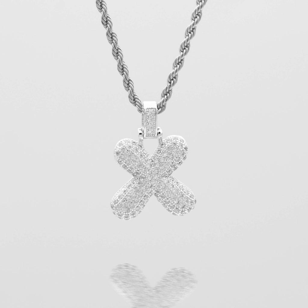 Pave Bubble Letter Initial Necklace
