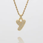 Pave Bubble Letter Initial Necklace
