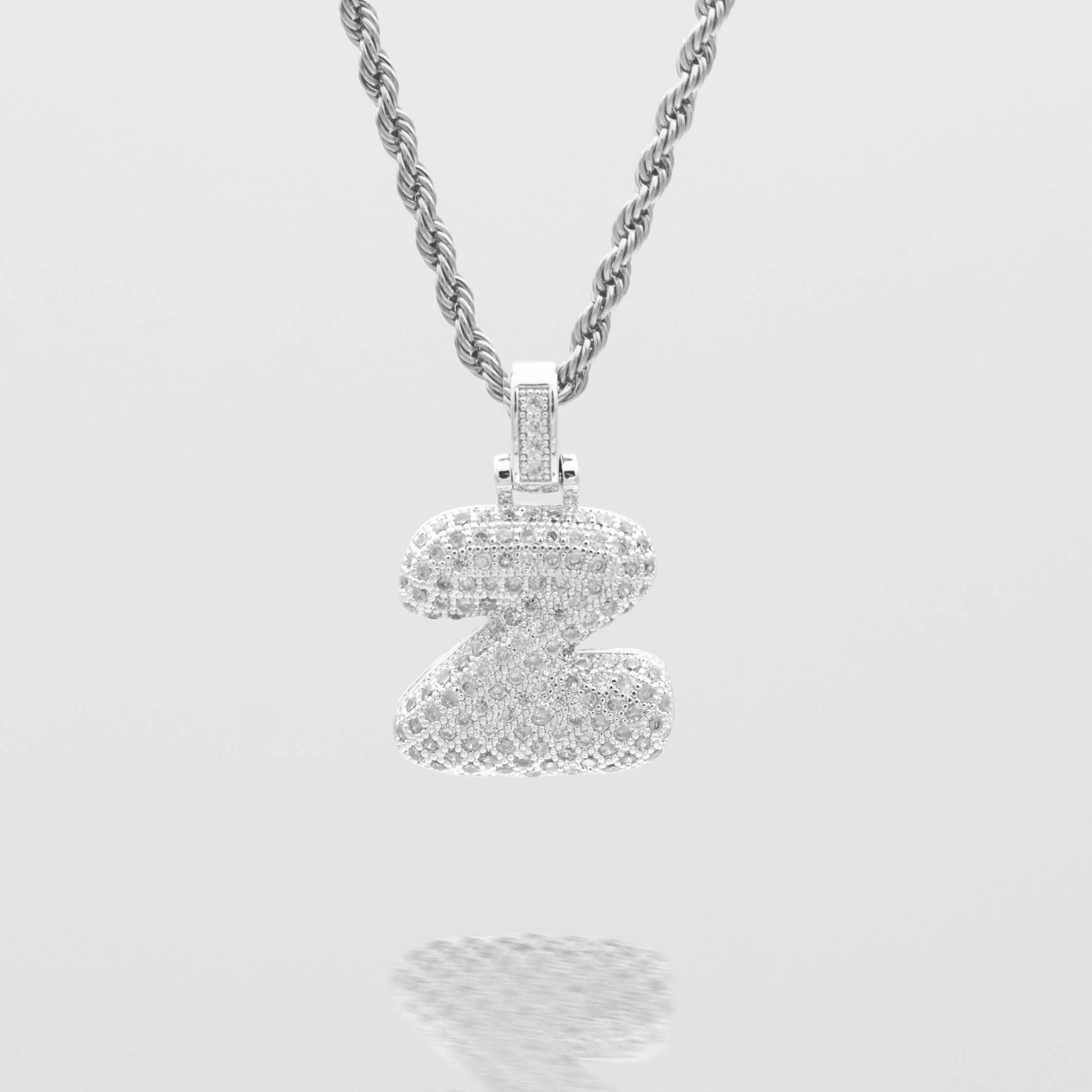 Pave Bubble Letter Initial Necklace