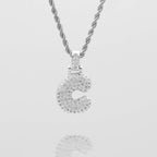 Pave Bubble Letter Initial Necklace