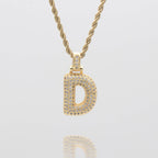 Pave Bubble Letter Initial Necklace