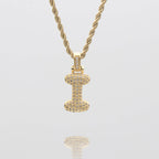 Pave Bubble Letter Initial Necklace